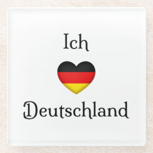 "I Heart Germany" German Pride World Traveller Glass Coaster