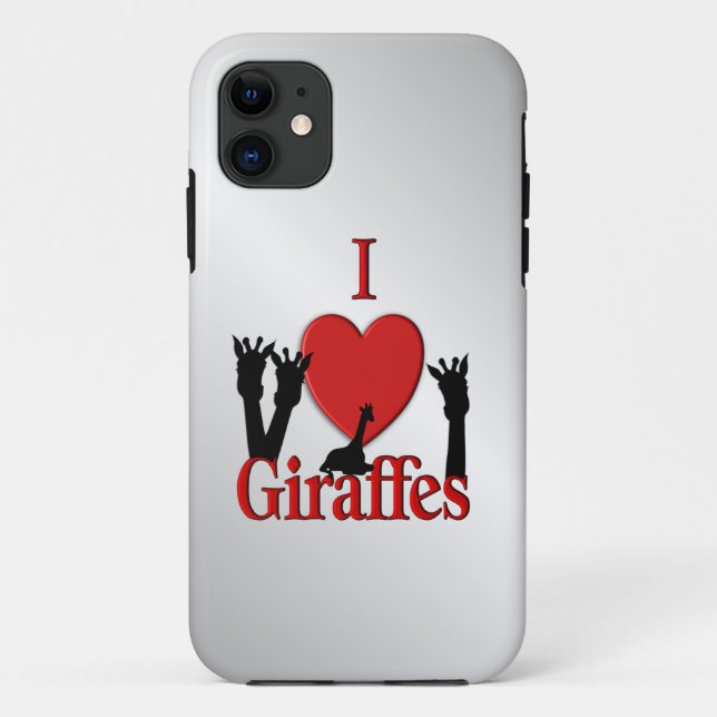 I Heart Giraffes Silver Case-Mate iPhone Case (Back)