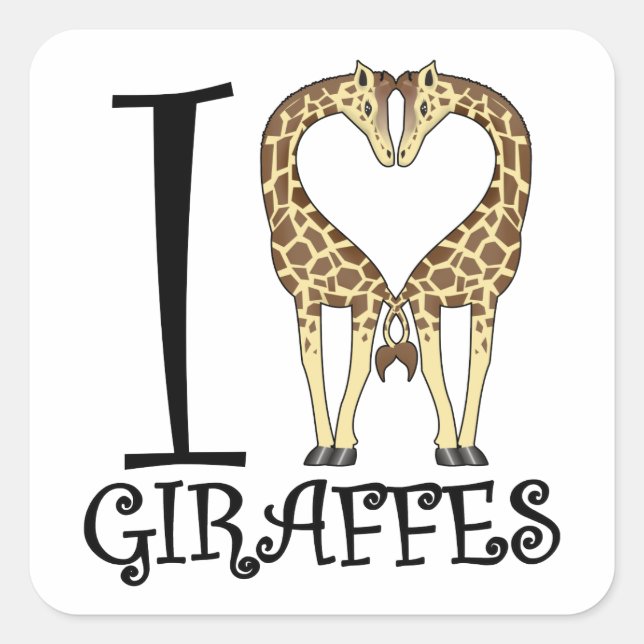 I Heart Giraffes Square Sticker (Front)