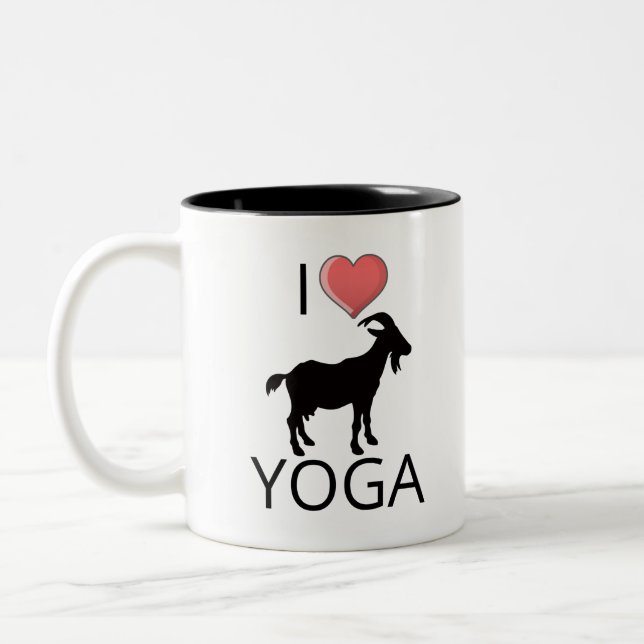 I Heart Goat Yoga Two-Tone Coffee Mug (Left)