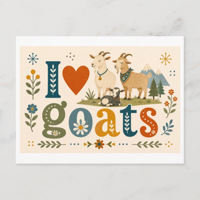 "I [Heart] Goats" Postcard (Front)