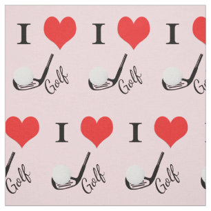 I heart golf -  text in pastel pink fabric