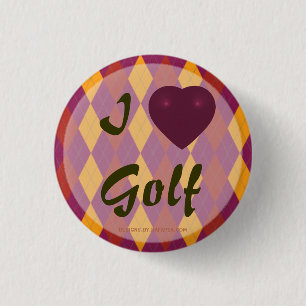 I Heart Golf Tropical Argyle 3 Cm Round Badge