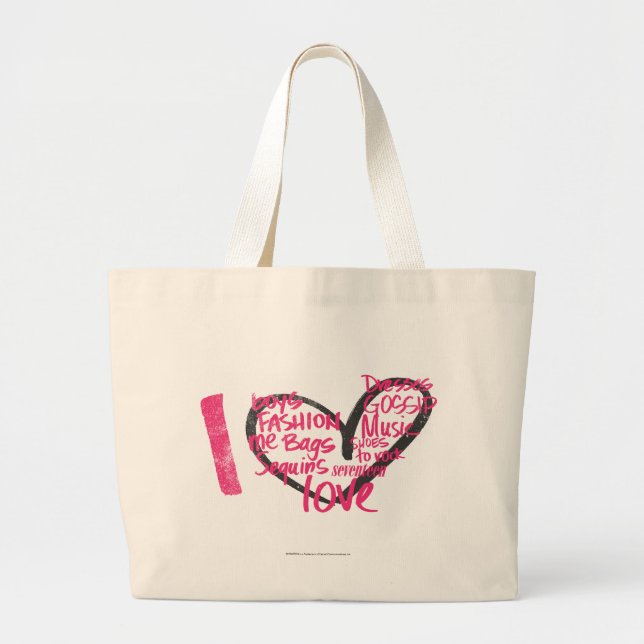 I Heart Graffiti Magenta Large Tote Bag (Front)