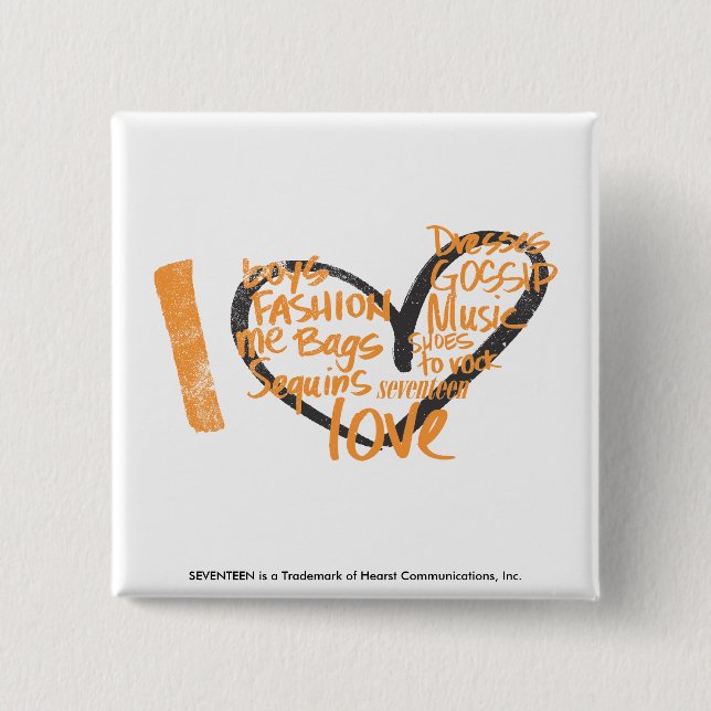 I Heart Graffiti Orange 15 Cm Square Badge (Front)