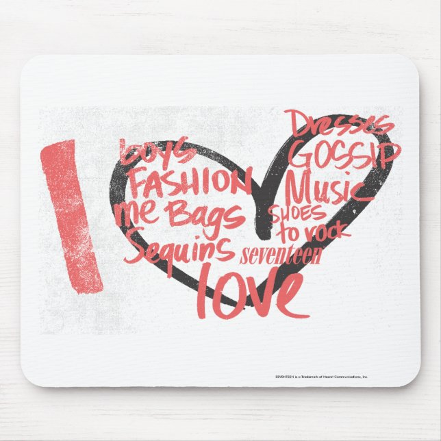 I Heart Graffiti Pink Mouse Pad (Front)