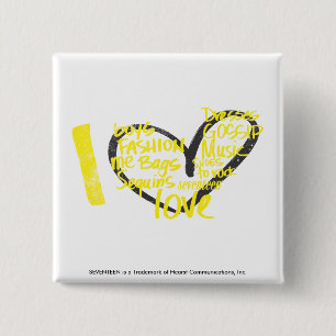 I Heart Graffiti Yellow 15 Cm Square Badge
