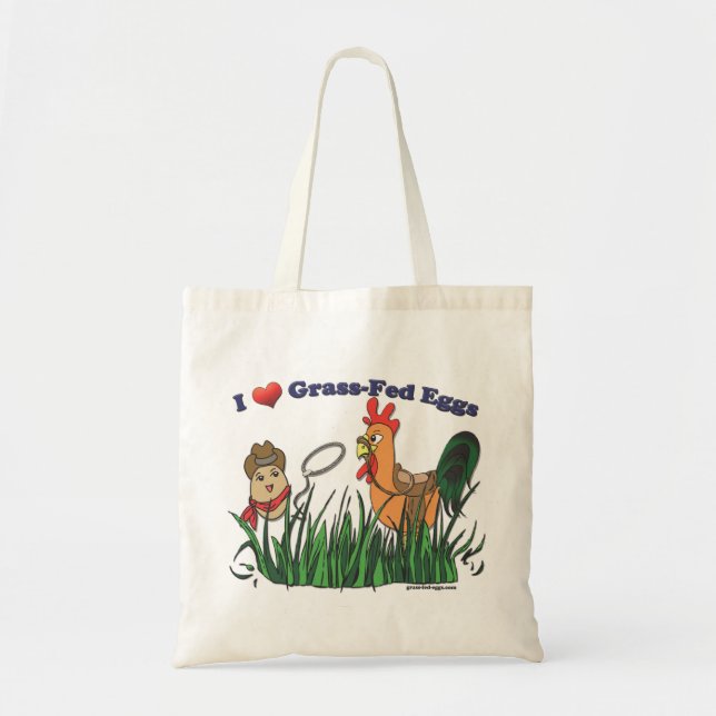 I Heart Grass-Fed Eggs Tote Bag (Front)