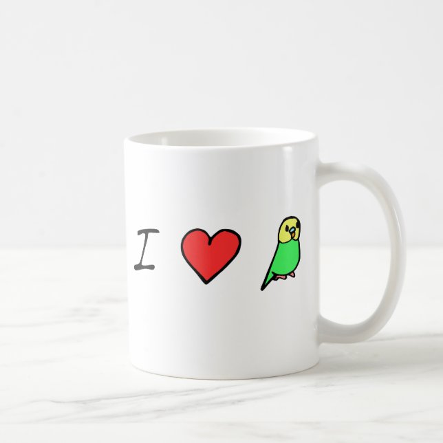 I Heart (Green) Budgies Mug (Right)