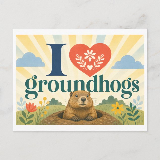 "I [Heart] Groundhogs" Postcard (Front)