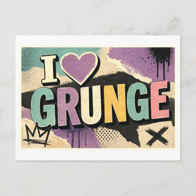 "I [Heart] Grunge" Postcard (Front)