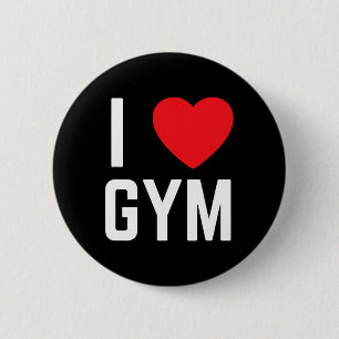 I Heart Gym I Love Gym Fitness Workout Exercise 6 Cm Round Badge