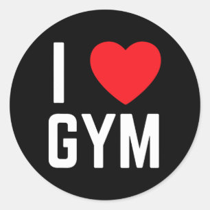 I Heart Gym I Love Gym Fitness Workout Exercise  Classic Round Sticker