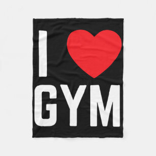 I Heart Gym I Love Gym Fitness Workout Exercise  Fleece Blanket