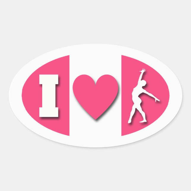 I Heart Gymnastics Oval Sticker (Front)