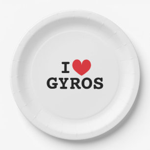 I heart Gyros paper party plates