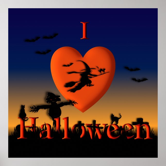 I Heart Halloween Artistic Poster Print (Front)