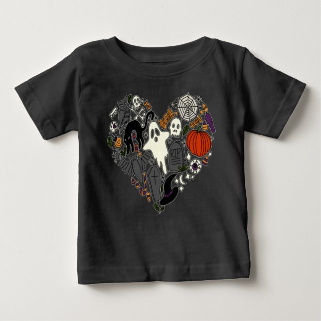 I Heart Halloween Holiday Graphic Casual Costume Baby T-Shirt (Front)