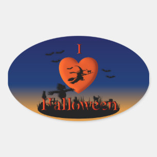 I Heart Halloween - New Twist Oval Sticker