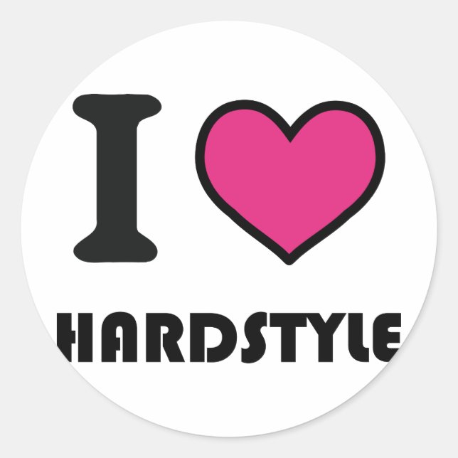 i heart hardstyle classic round sticker (Front)