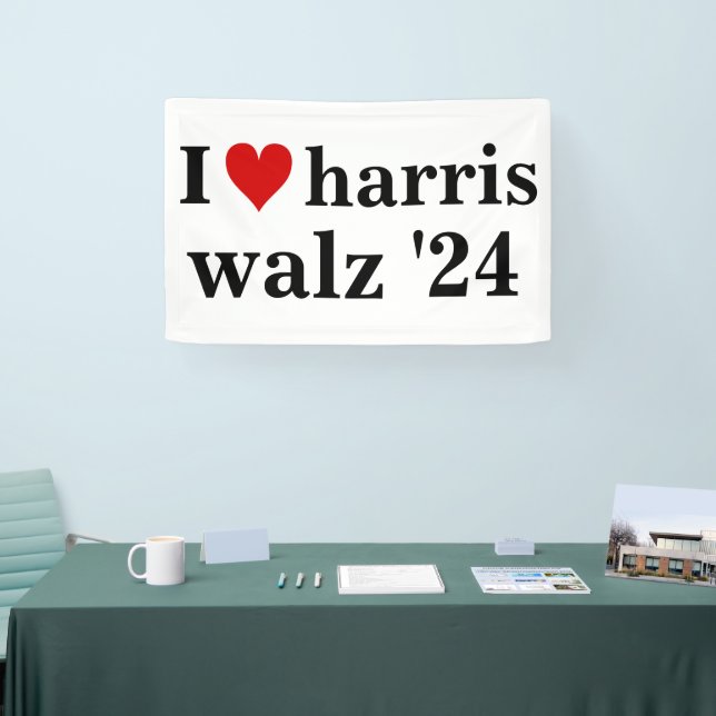 i heart harris walz 2024 election president    banner (Tradeshow)