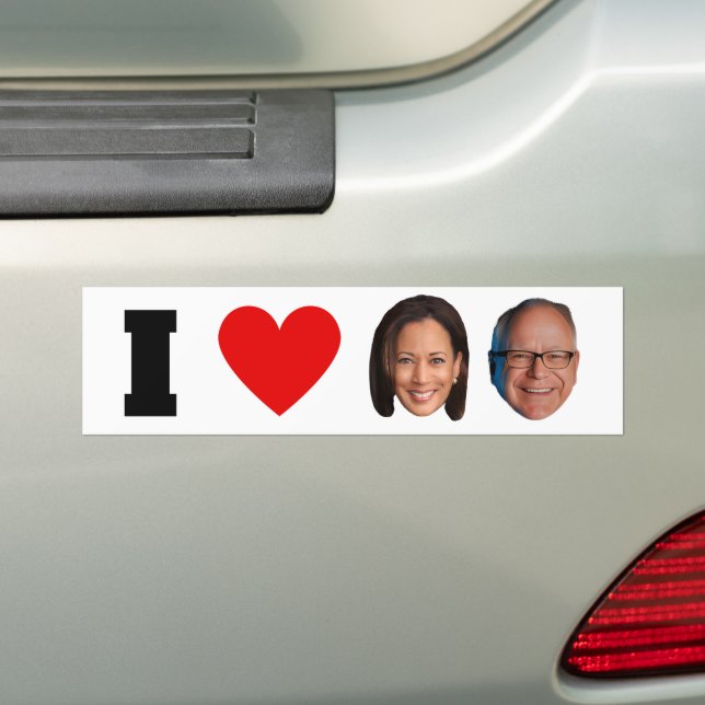I Heart Harris Walz Bumper Sticker (On Car)