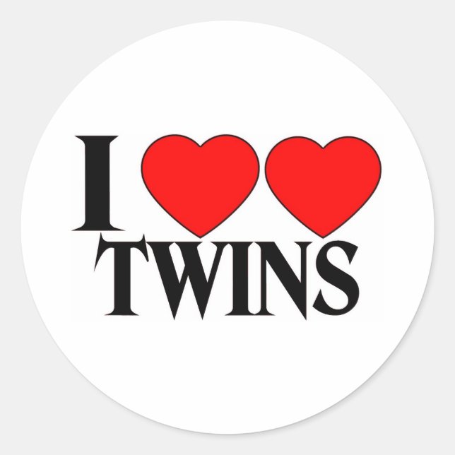 I Heart Heart Twins Classic Round Sticker (Front)