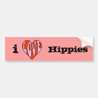 i heart hippies bumper sticker