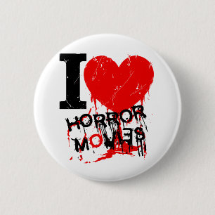 I HEART HORROR MOVIES 6 CM ROUND BADGE