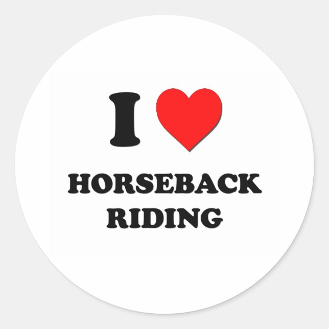I Heart Horseback Riding Classic Round Sticker (Front)