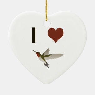 I heart Hummingbirds Ceramic Ornament