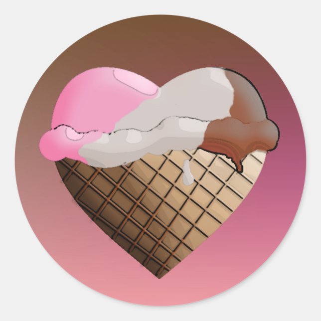 I (Heart) Ice Cream! Neapolitan Classic Round Sticker (Front)