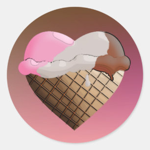 I (Heart) Ice Cream! Neapolitan Classic Round Sticker