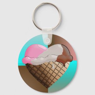I (Heart) Ice Cream! Neapolitan Key Ring