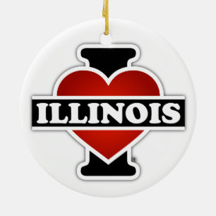 I Heart Illinois Ceramic Ornament