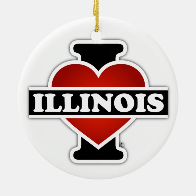 I Heart Illinois Ceramic Ornament (Back)