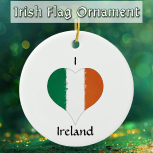 I Heart Ireland Irish Tricolor Flag Ceramic Ornament