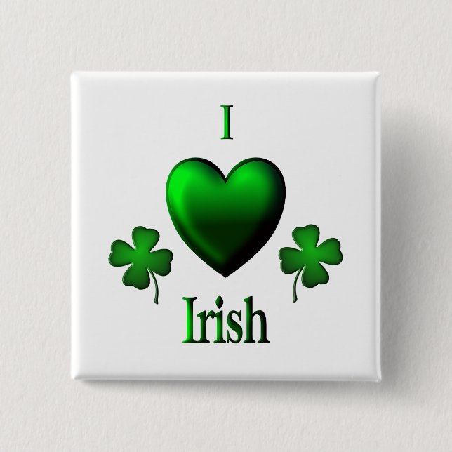 I Heart Irish 15 Cm Square Badge (Front)