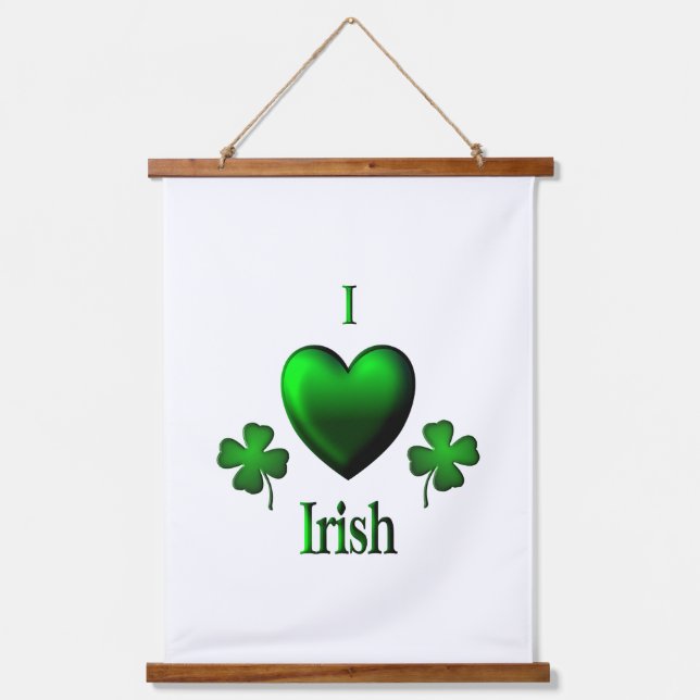 I Heart Irish Earrings Hanging Tapestry (Front)