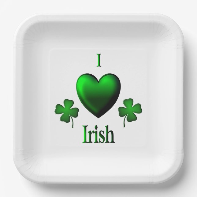 I Heart Irish Paper Plate (Front)