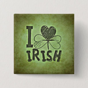 I Heart Irish Shamrock St. Patrick's Day 15 Cm Square Badge