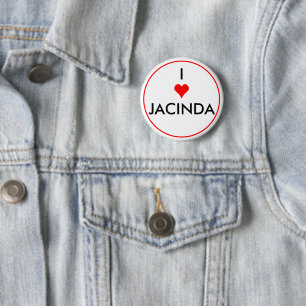 i heart jacinda 6 cm round badge