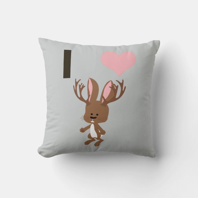 I heart Jackalope Cushion (Front)