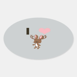 I heart Jackalope Oval Sticker