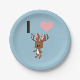 I heart Jackalope Paper Plate