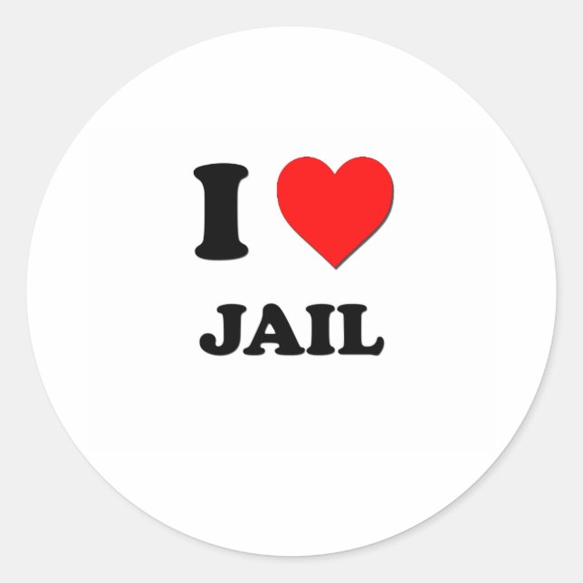 I Heart Jail Classic Round Sticker (Front)