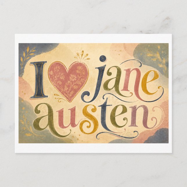 "I [Heart] Jane Austen" Postcard (Front)