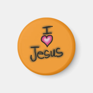 I Heart Jesus I Love Jesus Orange  Magnet