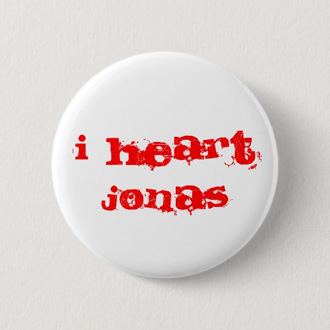 I HEART JONAS 6 CM ROUND BADGE (Front)