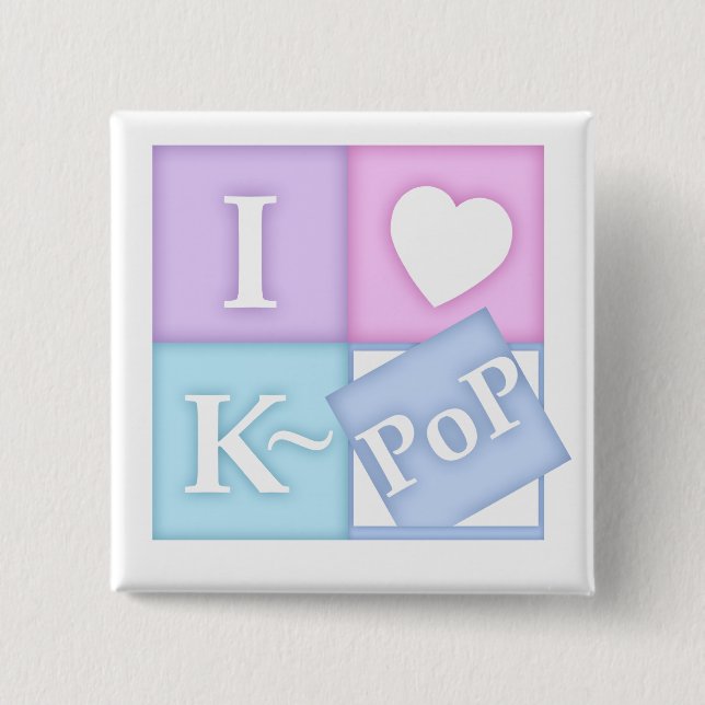 I Heart K~Pop 15 Cm Square Badge (Front)